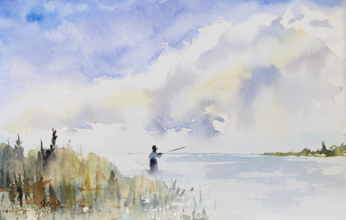 Fishing In Aransas, Watercolor